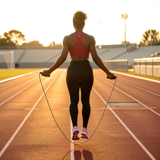 woman jumping rope track
