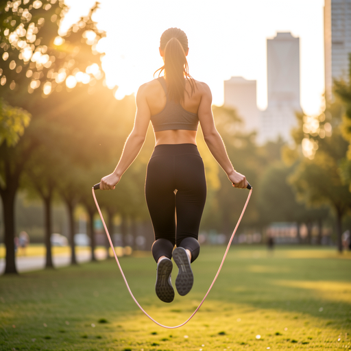 woman jumping rope outdoors